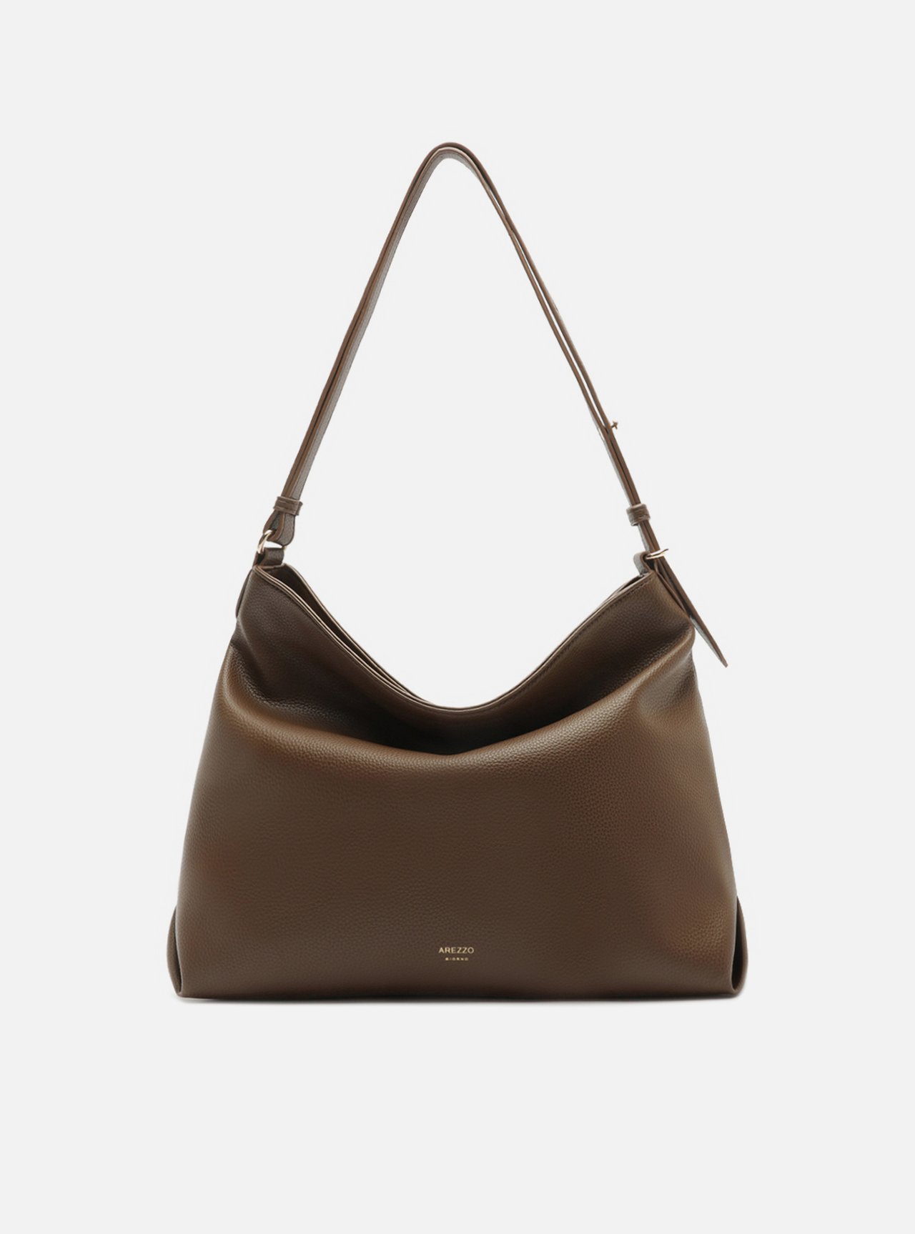 Bolsa Hobo Marrom Média Granulada Metais — foto 1