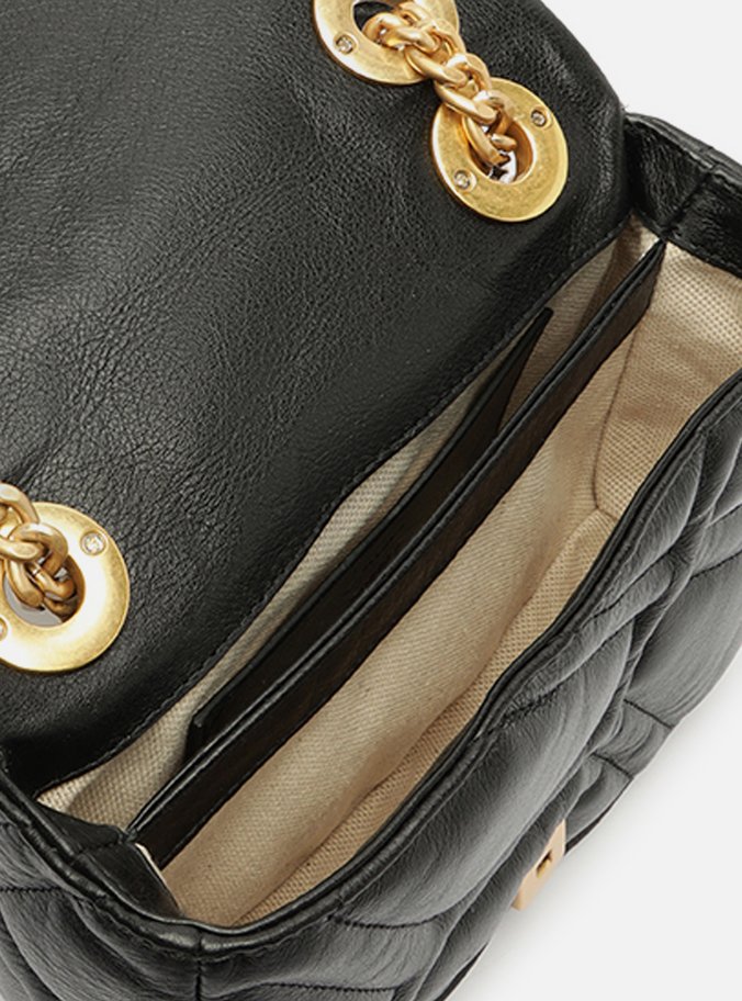Bolsa Tiracolo Preta Couro Emma Sporty Média