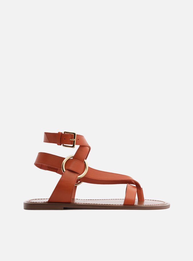 Rasteira Laranja Couro Tiras Largas Lenny Niemeyer