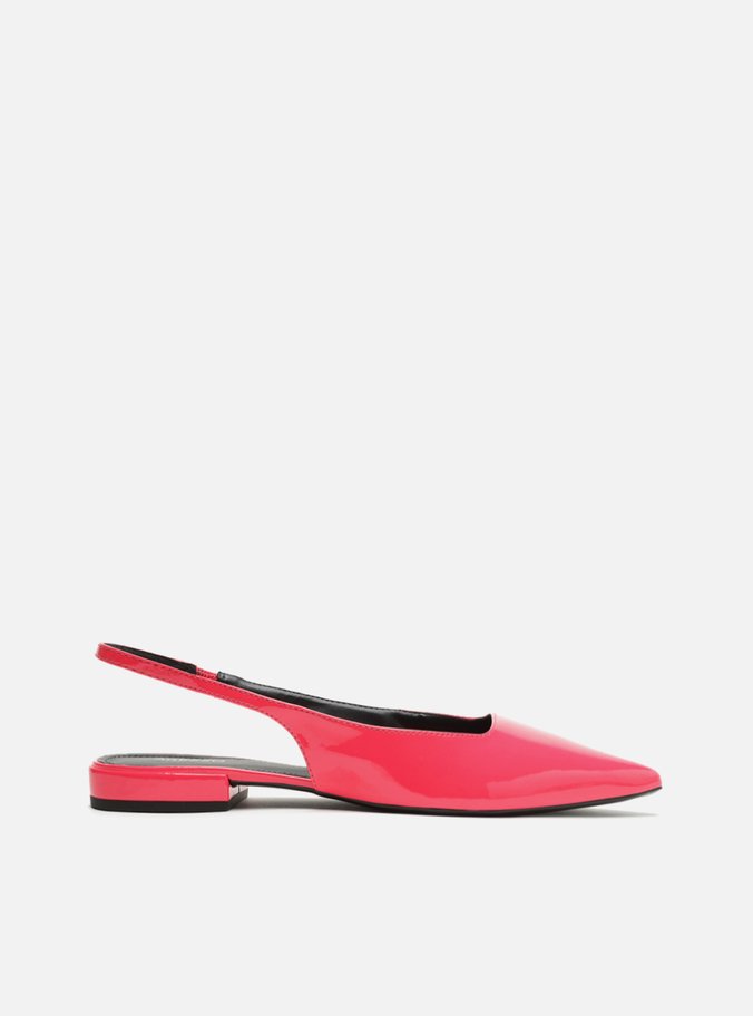 Sapatilha Rosa Verniz Bico Fino Slingback