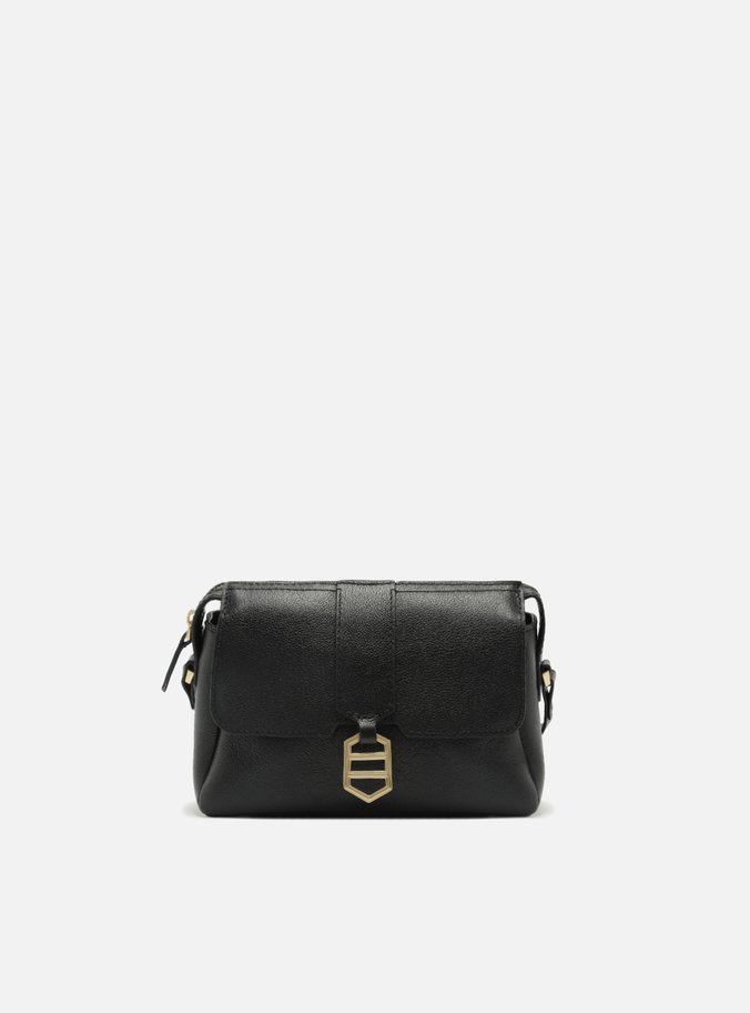 Bolsa Tiracolo Preta Couro Pequena Metal ID