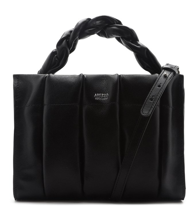 Bolsa Tote Média Preta Couro Milano