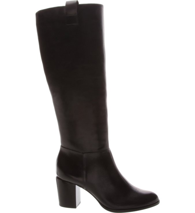 Bota Couro Cano Longo Salto Bloco Preta