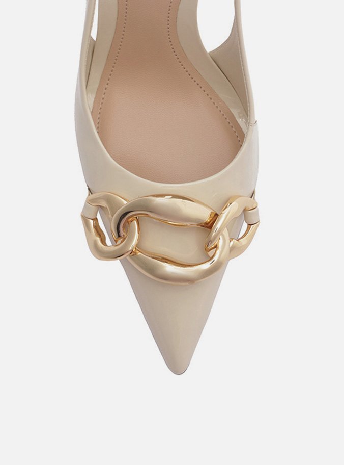 Scarpin Branco Salto Alto Slingback Elos