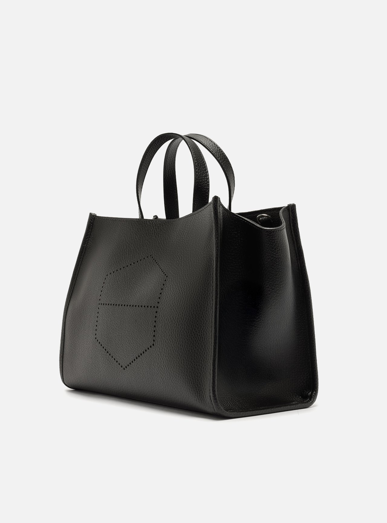 Bolsa Tote Preta Grande Logo Perfurado — foto 2