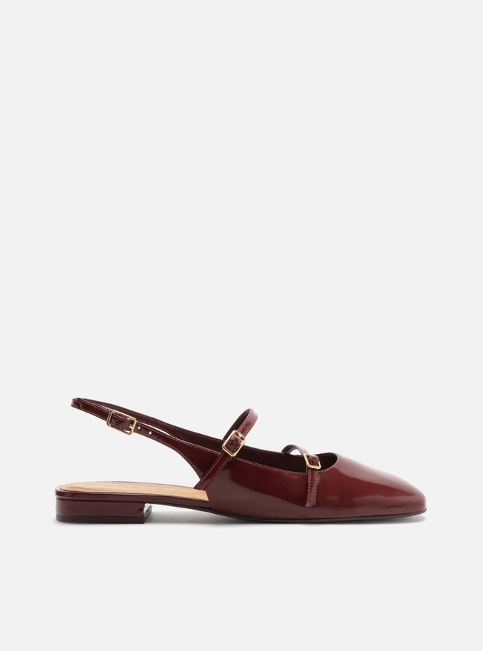 Sapatilha Vinho Verniz Tiras Slingback