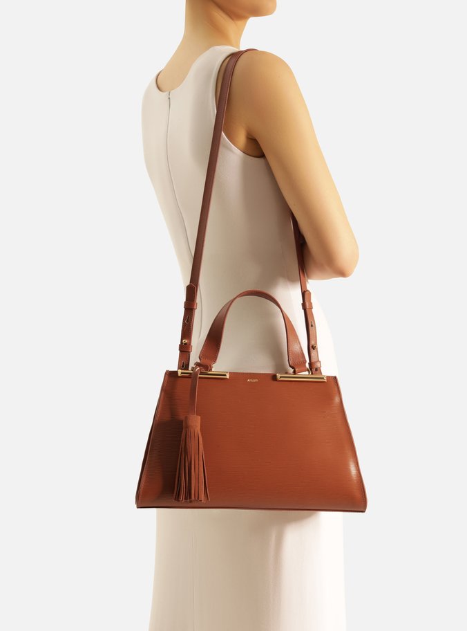 Bolsa Shopping Marrom Caramel Couro Média Barbicacho