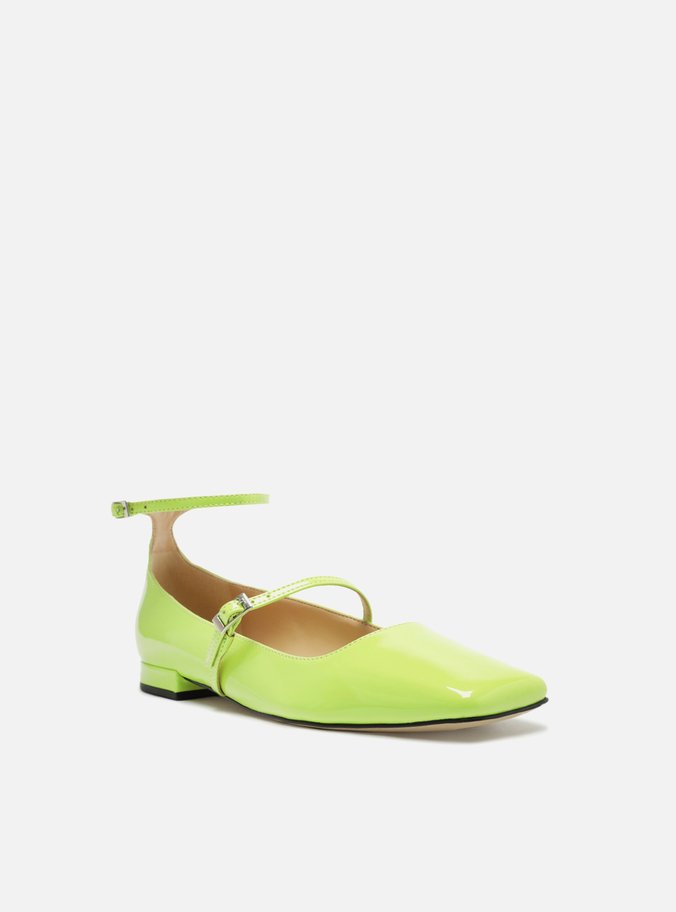 Sapatilha Verde Verniz Tiras Fivelas