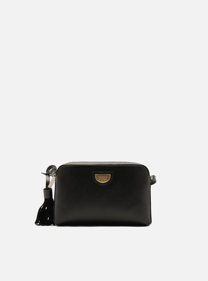 Bolsa Tiracolo Preta Granulada Franja