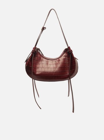 Bolsa Tiracolo Vermelha Couro Croco Média
