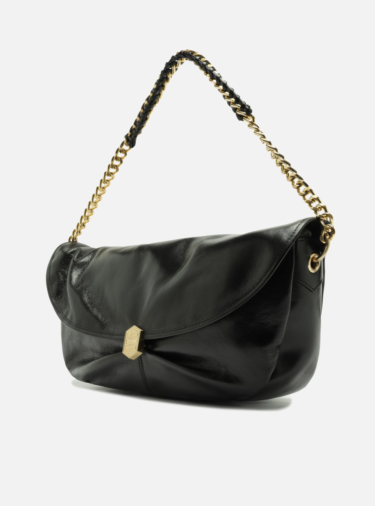 Bolsa Tiracolo Preta Couro Metais — foto 2