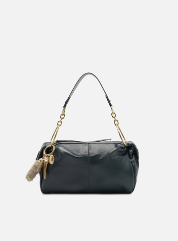 Arezzo — Bolsa Shoulder Azul Couro Média Metais