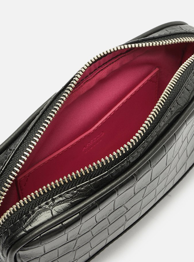 Bolsa Tiracolo Preta Croco Clara Pequena