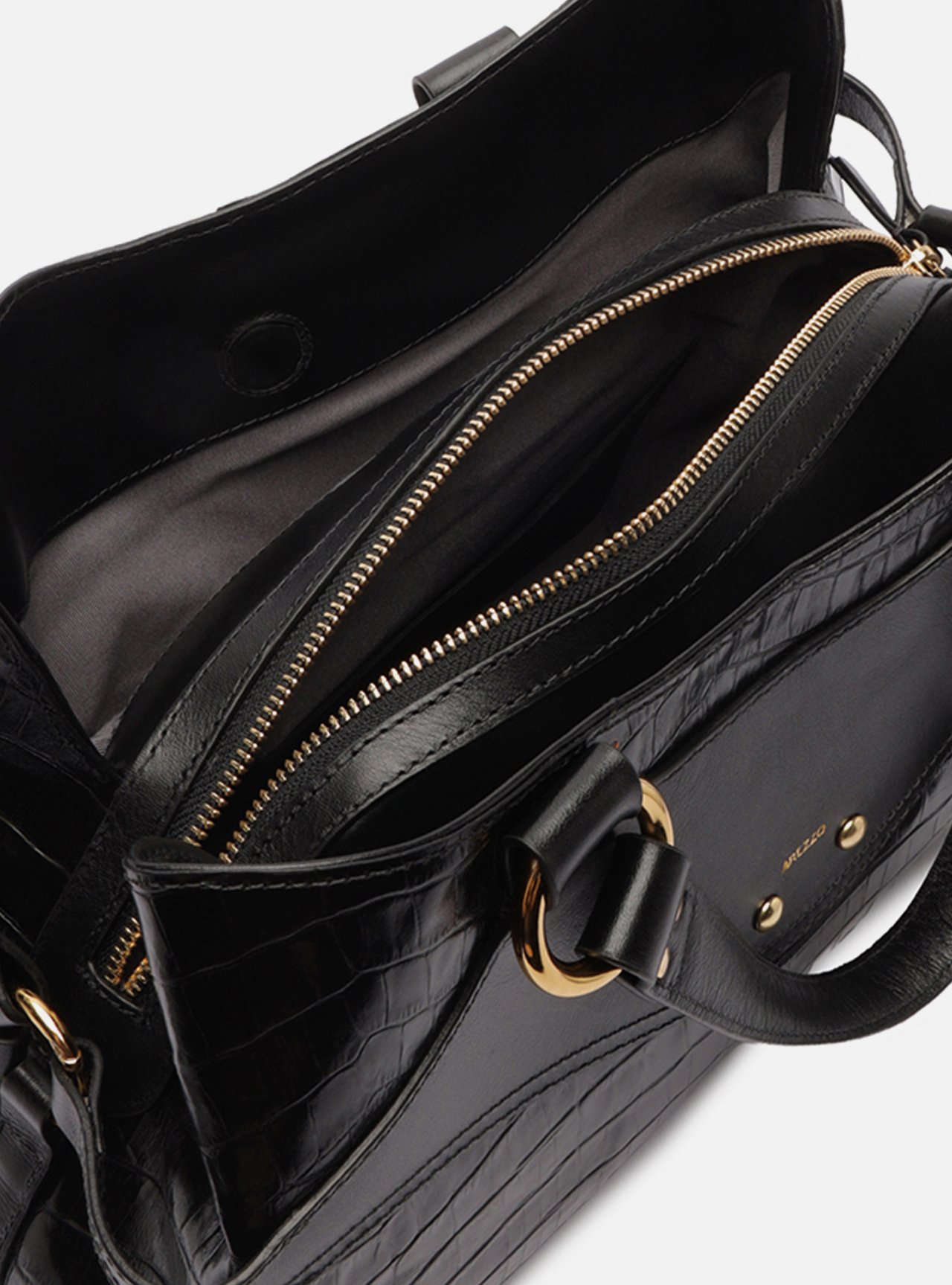 Bolsa Tote Preta Grande Textura Croco — foto 4