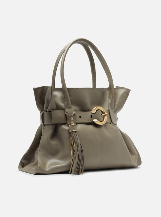 Bolsa Shopping Cinza Couro Isa Grande