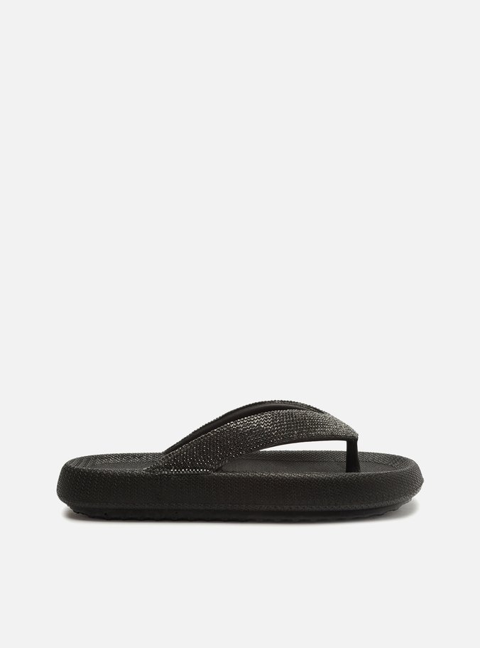 Chinelo de Dedo Preto Kioto Strass