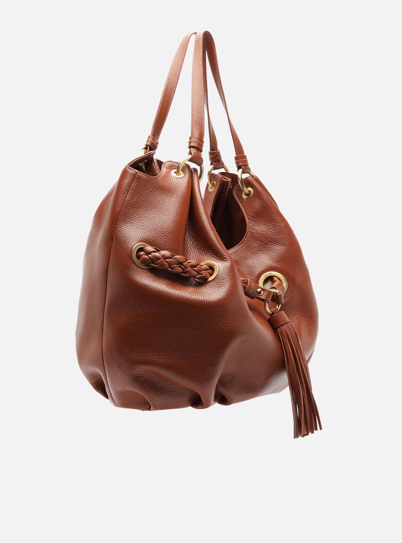 Bolsa Hobo Marrom Couro Grande Barbicacho — foto 5