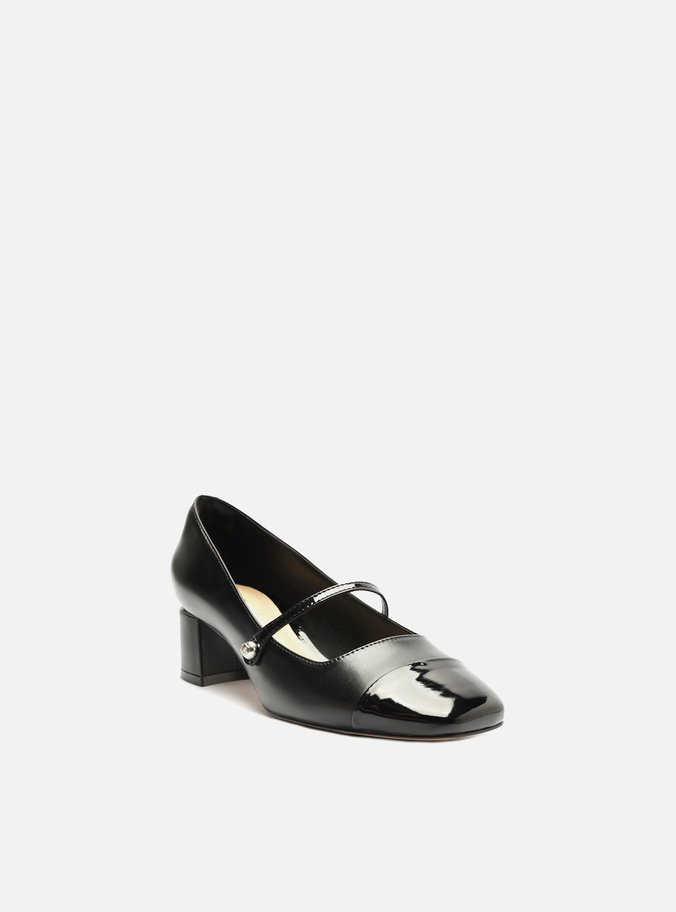 Sapato Boneca Preto Couro Cap Toe Verniz