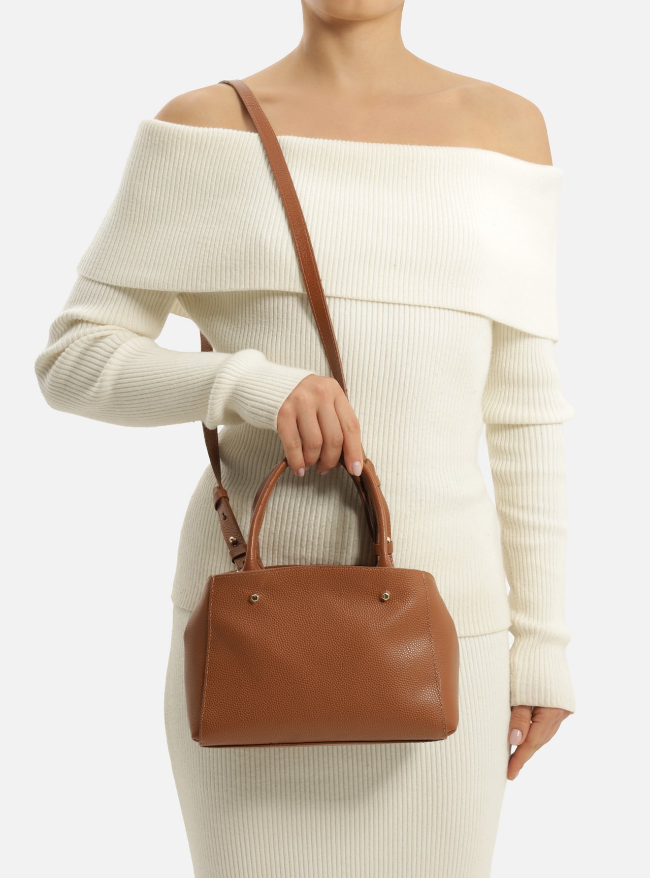 Bolsa Tote Marrom Couro Bella Pequena — foto 6