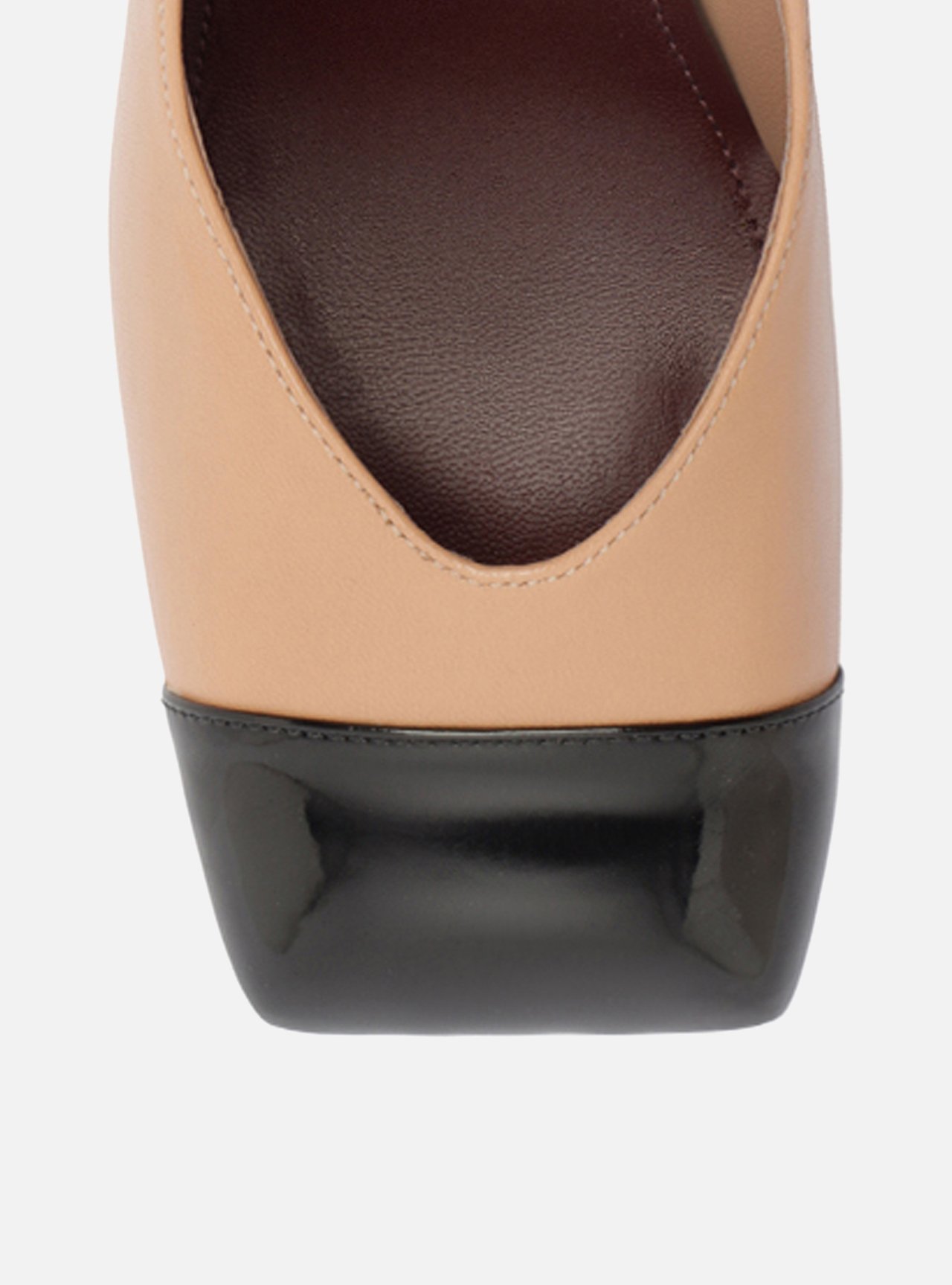 Scarpin Nude Multimaterial Salto Bloco — foto 5
