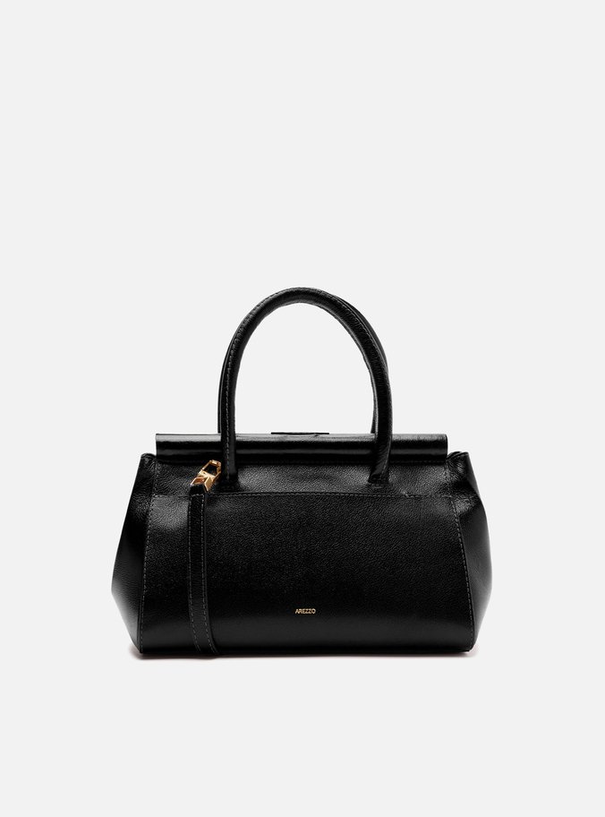 Bolsa Tote Preta Couro Maxi Croco Média