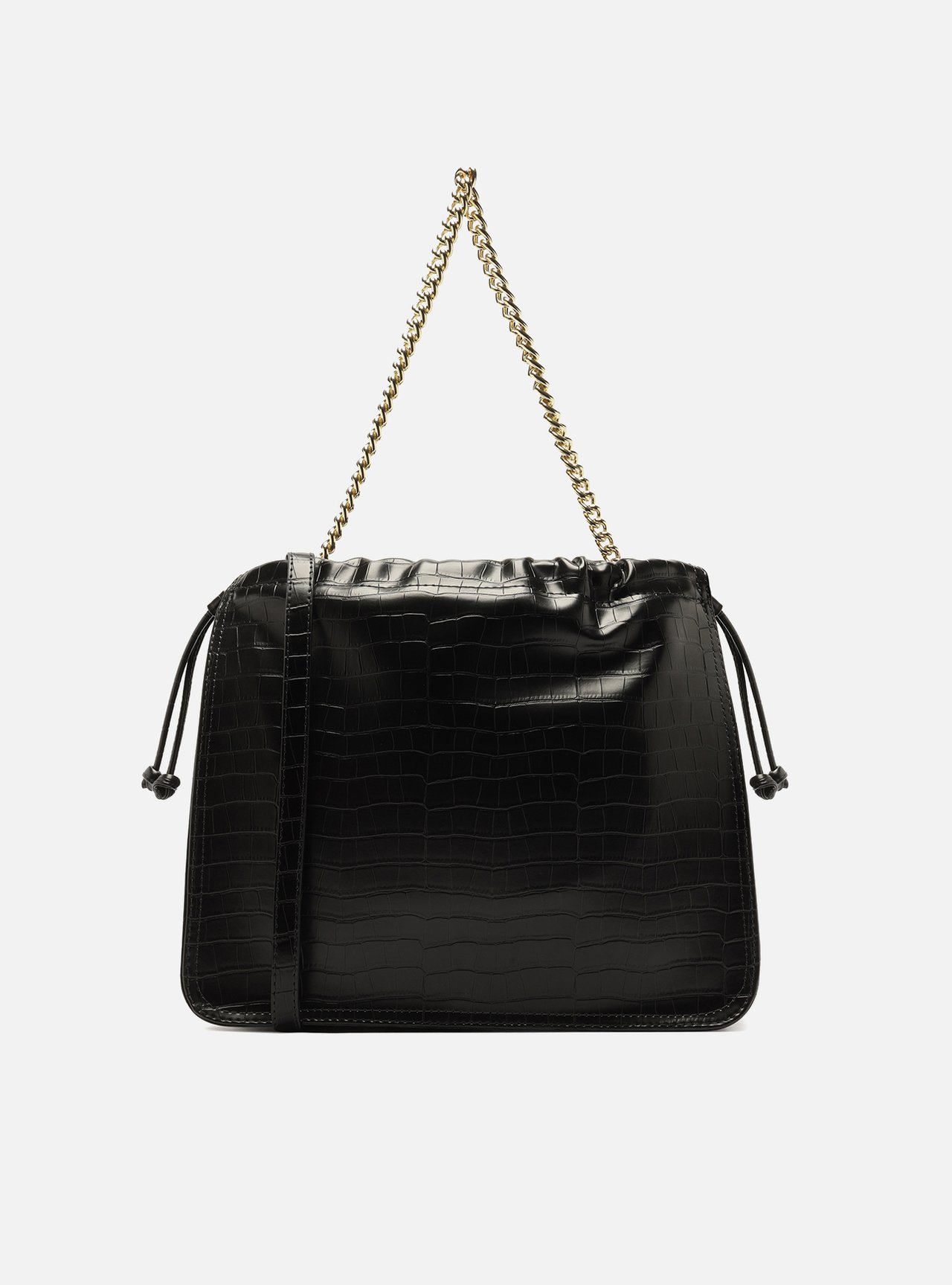 Bolsa Tote Preta Média Croco Corrente — foto 3