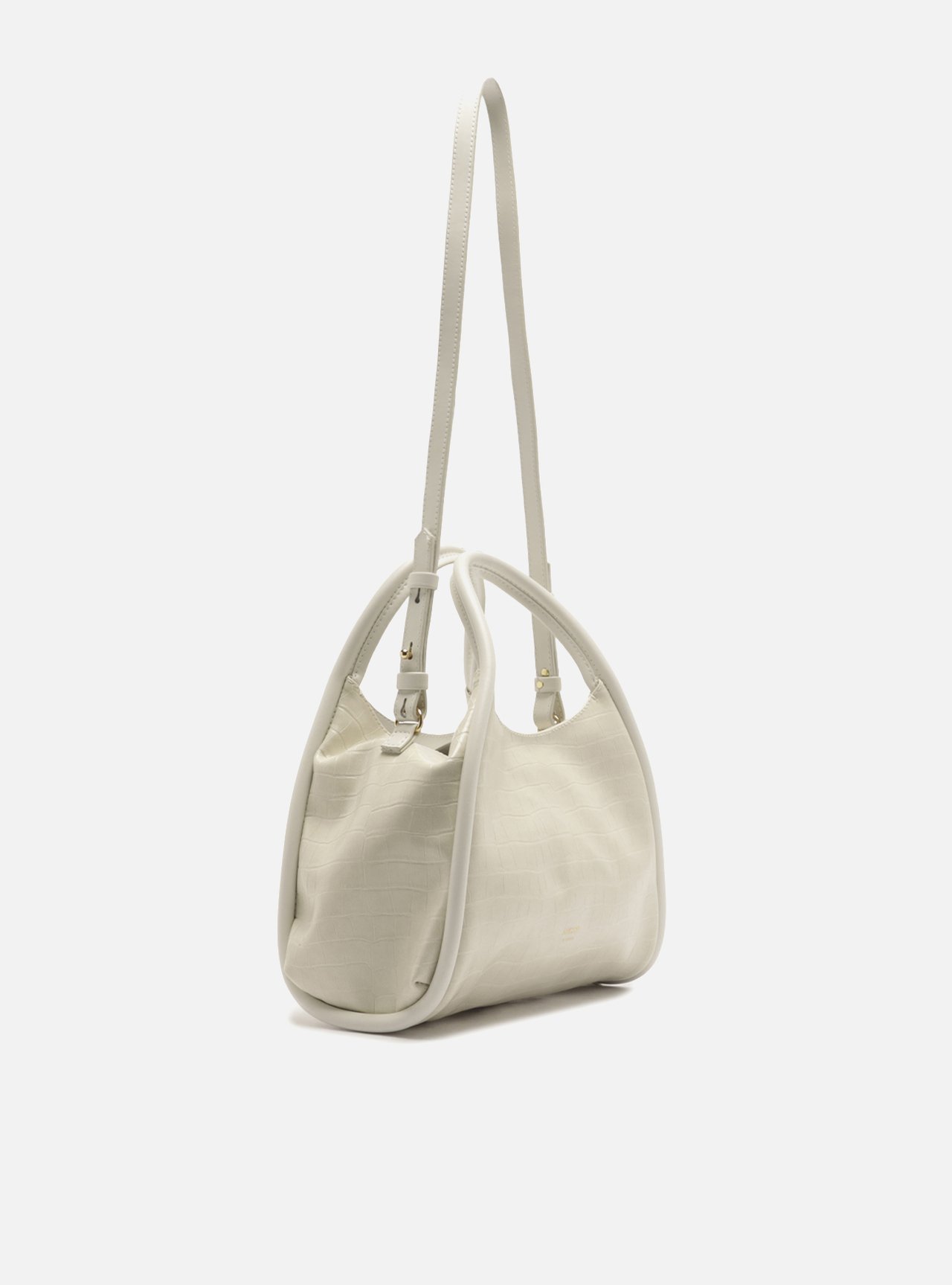 Bolsa Tiracolo Branca Média Croco — foto 5