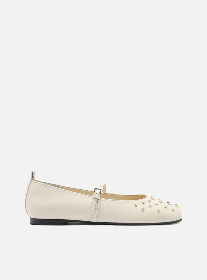 Sapatilha Off-White Couro Bico Quadrado