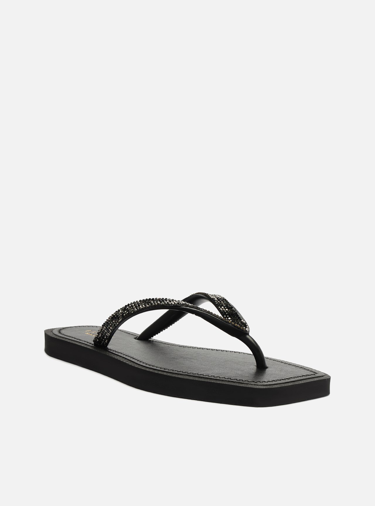 Chinelo de Dedo Preto Recouro Square Strass — foto 2