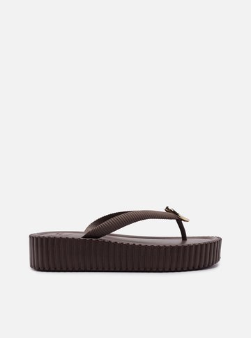 Arezzo — Chinelo Marrom Flatform Flip Flop Metal Bali