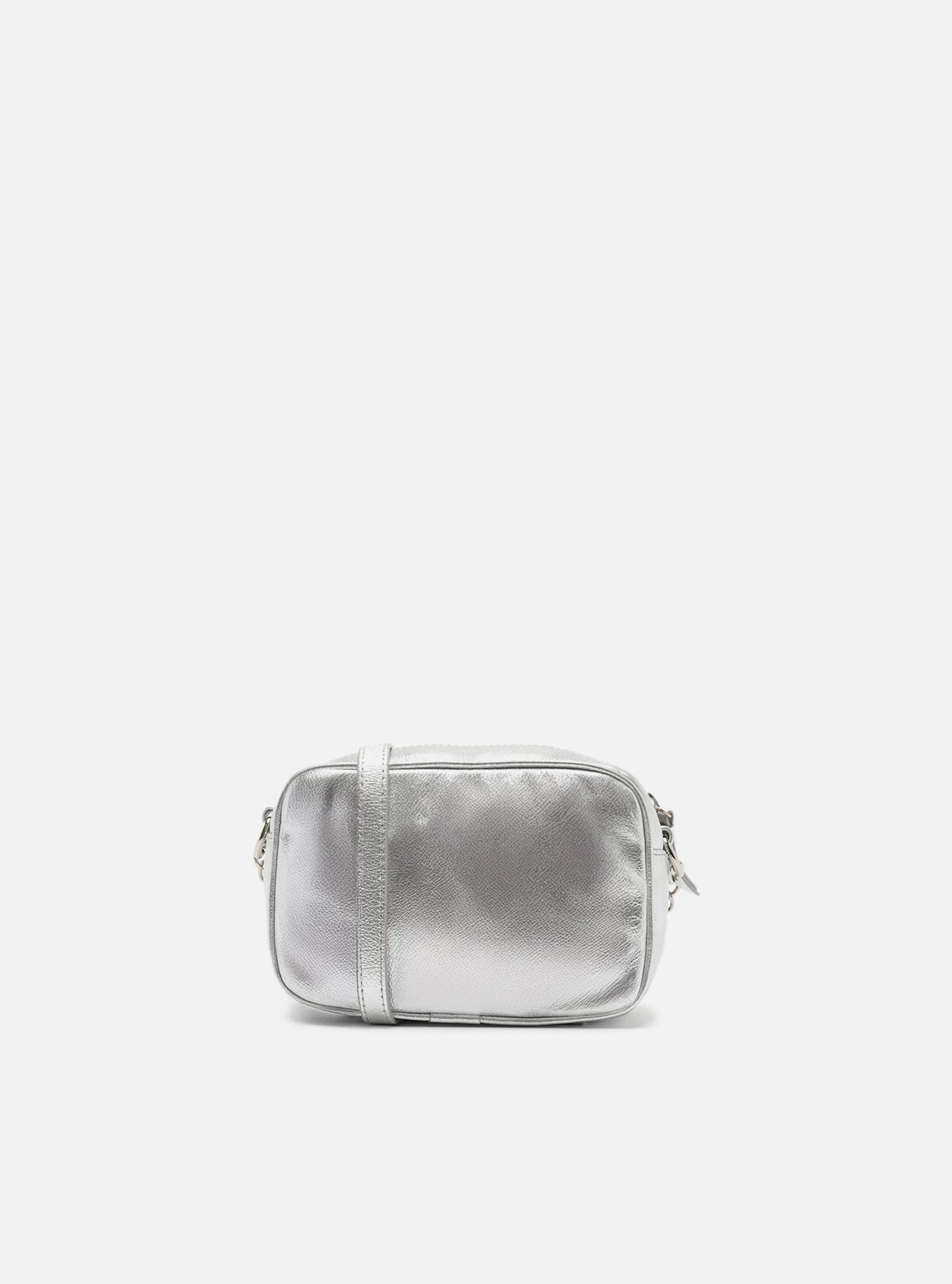 Bolsa Tiracolo Prateada Couro Francine Pequena — foto 3
