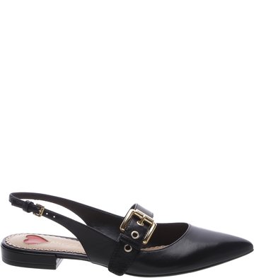 Rasteira Bico Fino Fivela Preto