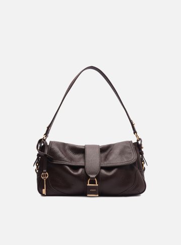 Bolsa Tiracolo Marrom Couro Média Cadeado