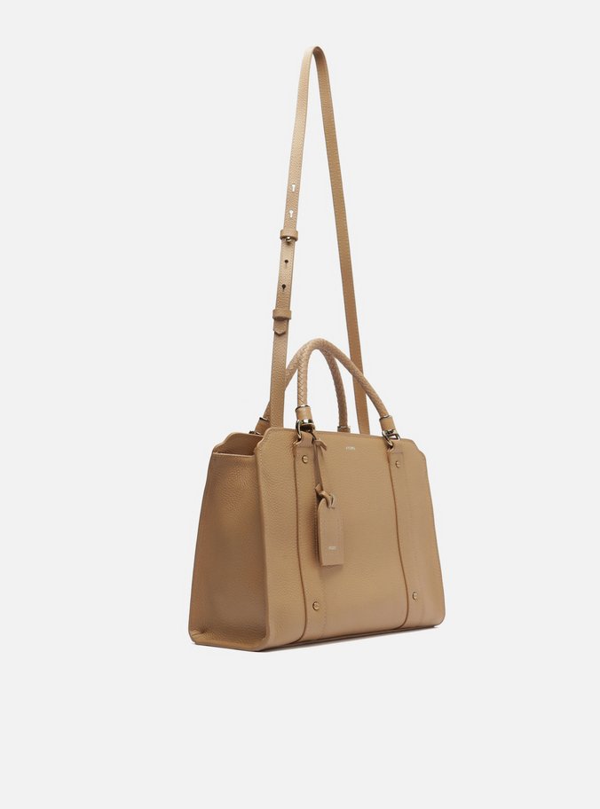 Bolsa Tote Bege Couro Piazza Grande