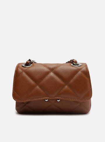 Bolsa Tiracolo Marrom Caramel Couro Mizz Pequena