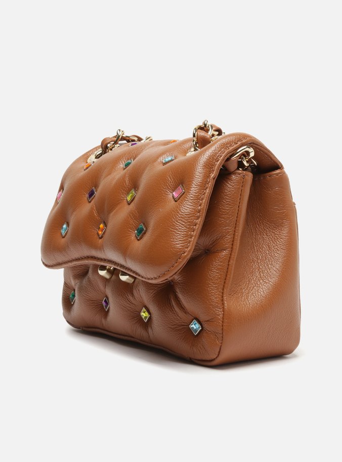 Bolsa Tiracolo Marrom Couro Mizz Stones Pequena