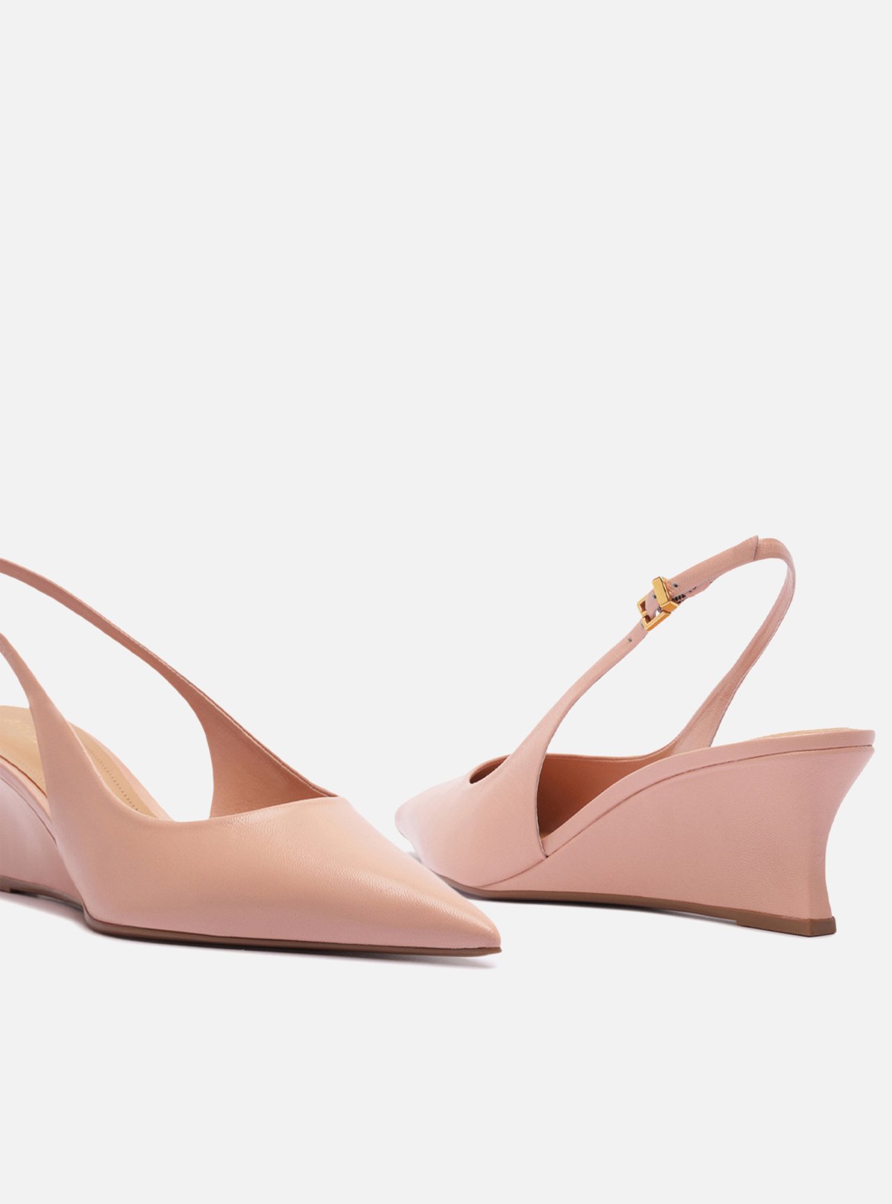 Scarpin Rosa Soft Couro Salto Baixo Anabela Slingback — foto 4