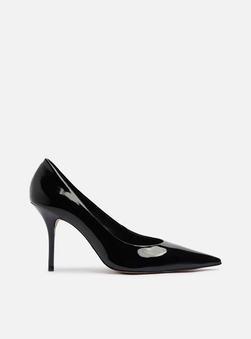 Scarpin Preto Verniz Salto Alto Fino Clássico