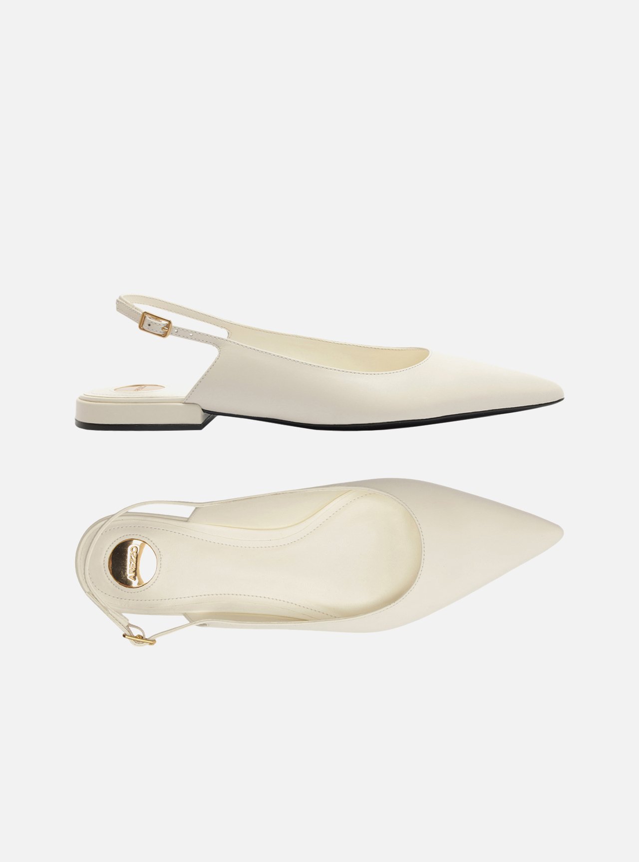 Sapatilha Branca Couro Slingback Bico Fino — foto 5