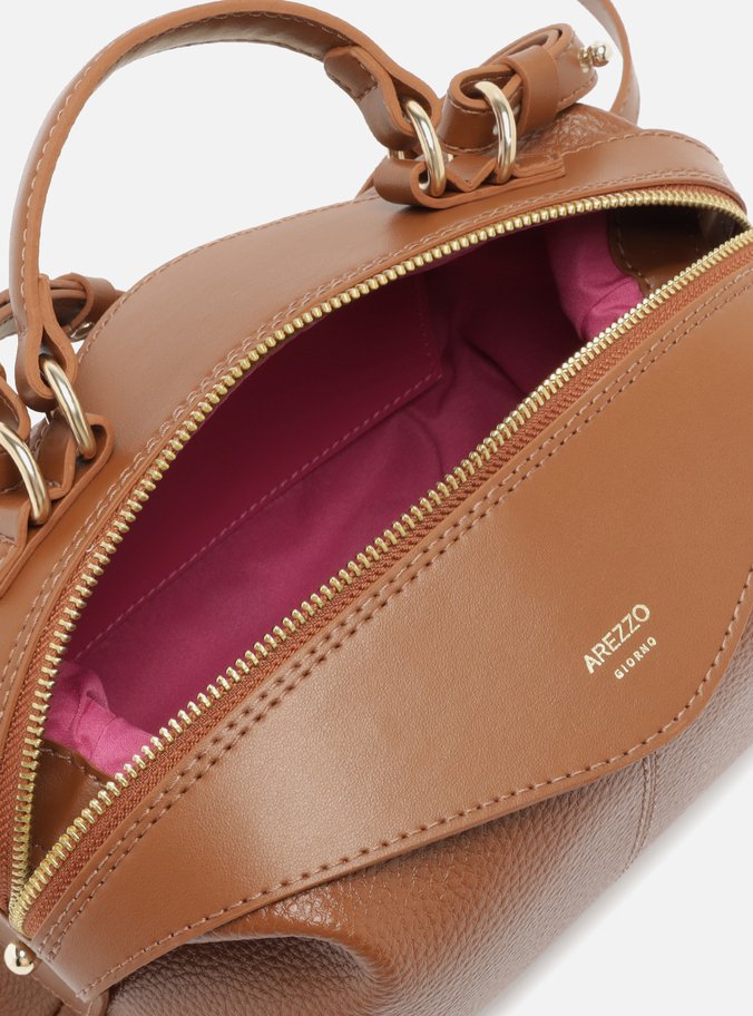 Bolsa Bowling Marrom Média Mix Texturas