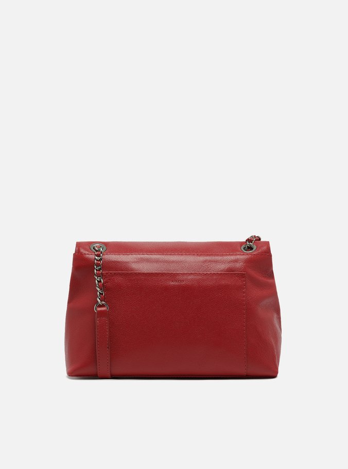 Bolsa Tiracolo Vermelha Couro Média Lapela Metal