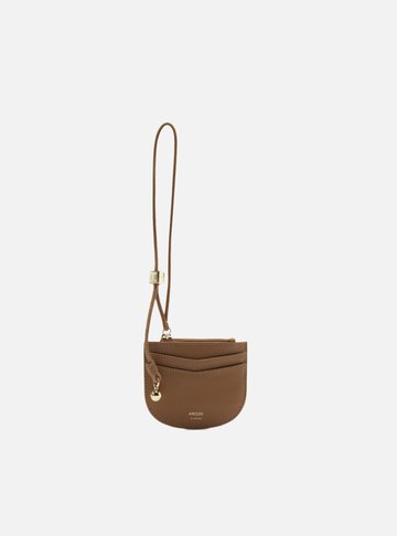Arezzo — Porta-Cartão Marrom Bolso Zíper Alça