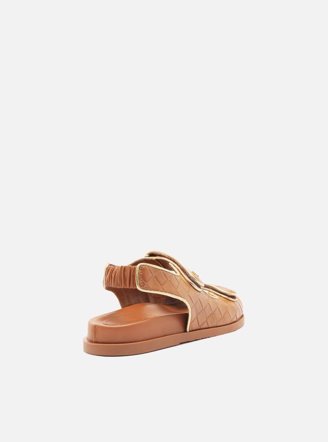 Sandália Papete Marrom Tressê Velcro