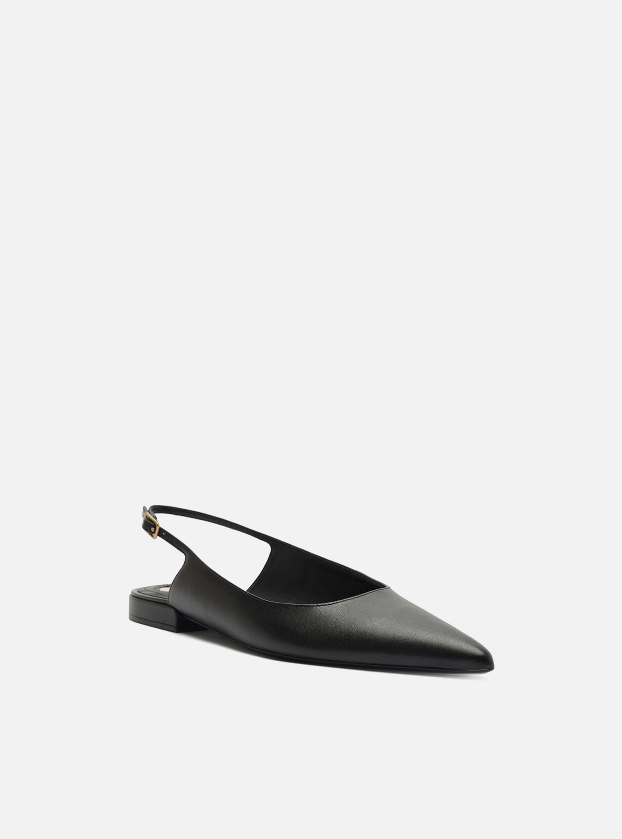 Sapatilha Preta Couro Slingback Bico Fino — foto 2