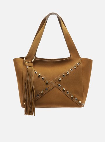 Bolsa Shopping Bege Couro Becca Grande