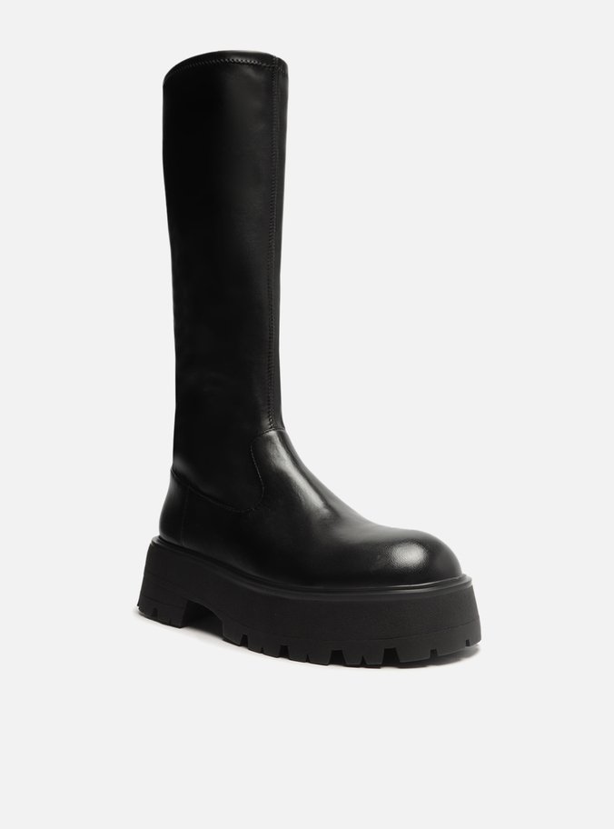Bota Preta Couro Cano Longo Tratorada Heavy