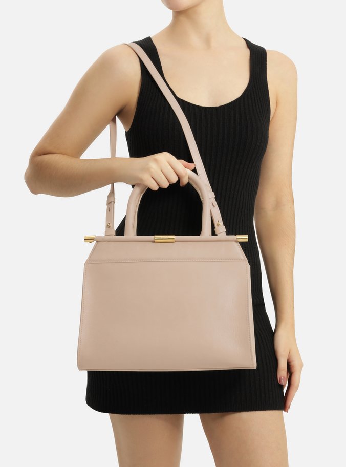 Bolsa Tote Branca Couro Grande Rolotê