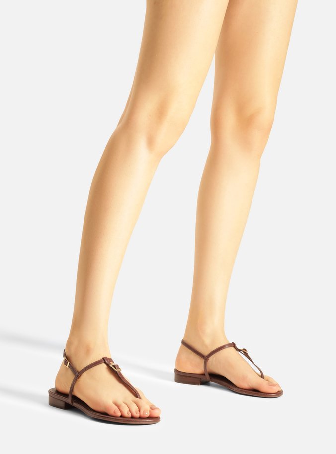 Sandália Marrom Dark Couro Slim Fivela