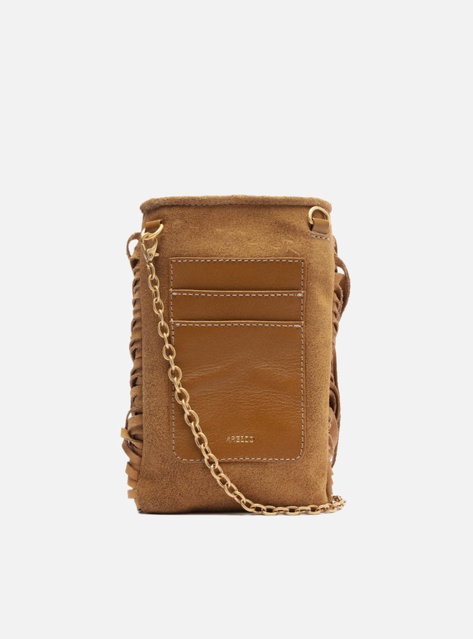 Mini Bag Marrom Suede Franjas Porta-Celular