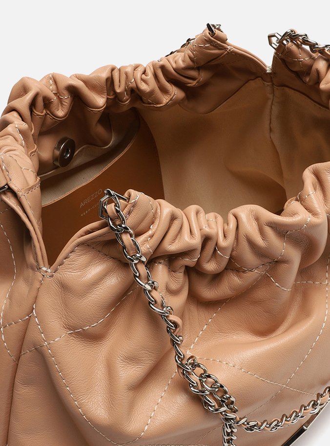 Bolsa Hobo Nude Couro Ester Grande